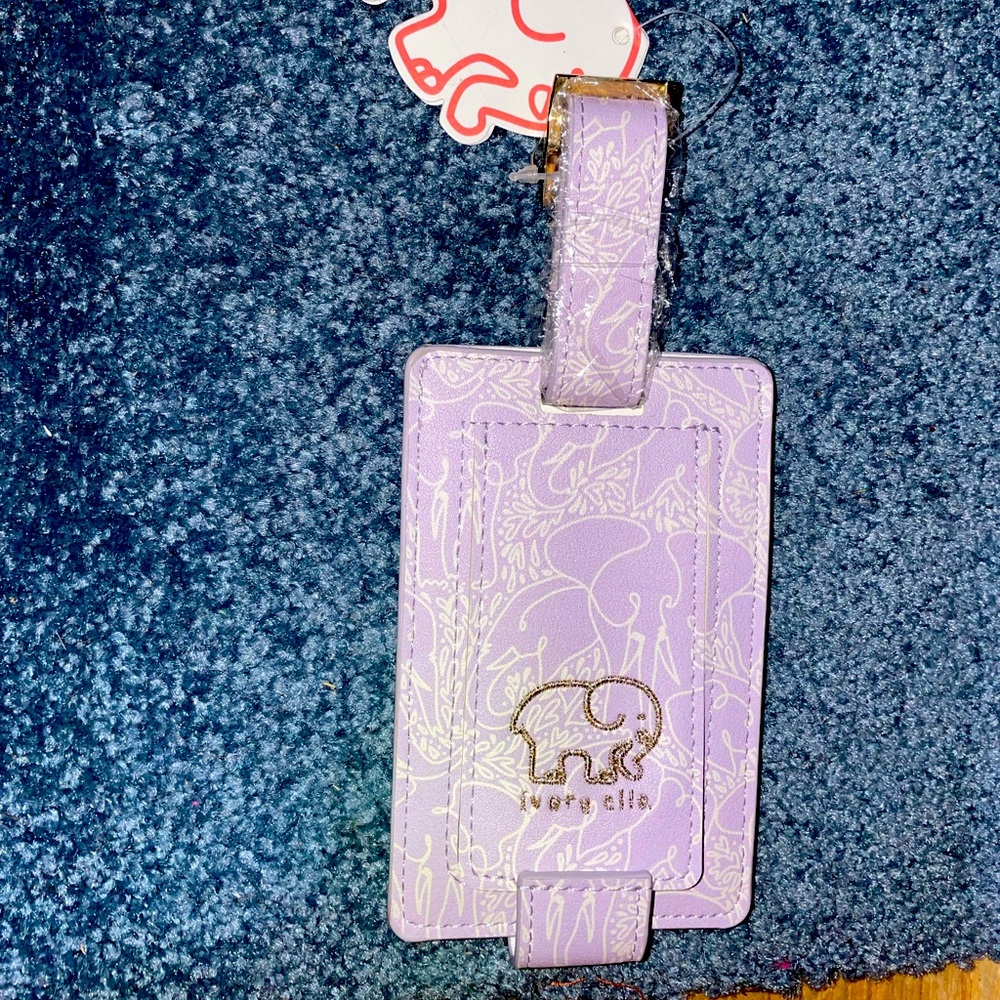 Ivory Ella Lilac marble luggage tag